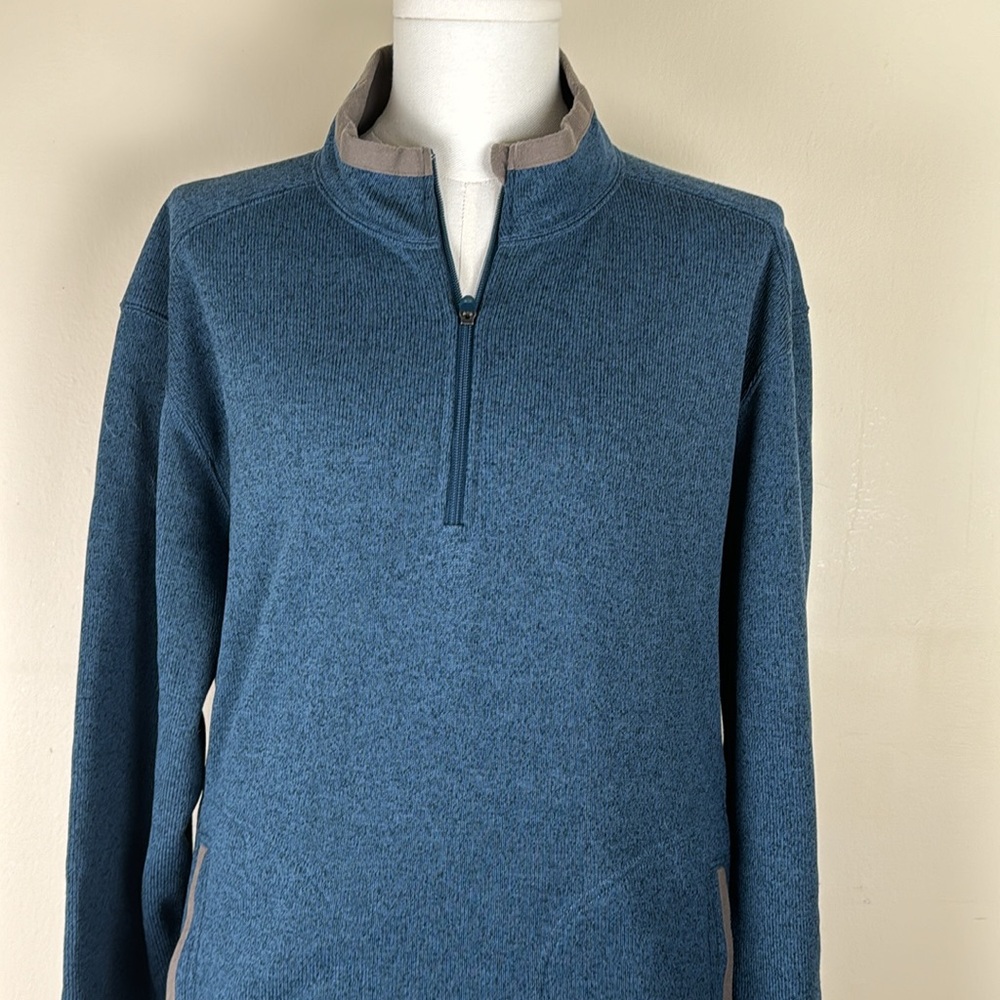 Life Is Good Sweater Men’s XL Blue 1/4 Zip Mock Neck Long Sleeves Pullover